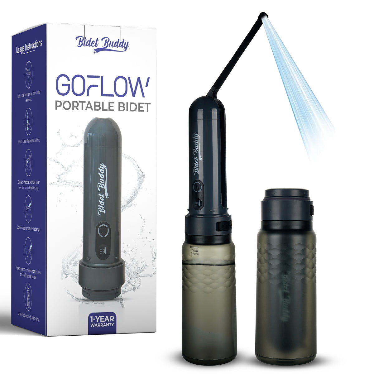 GoFlow 320ml rechargeable portable bidet