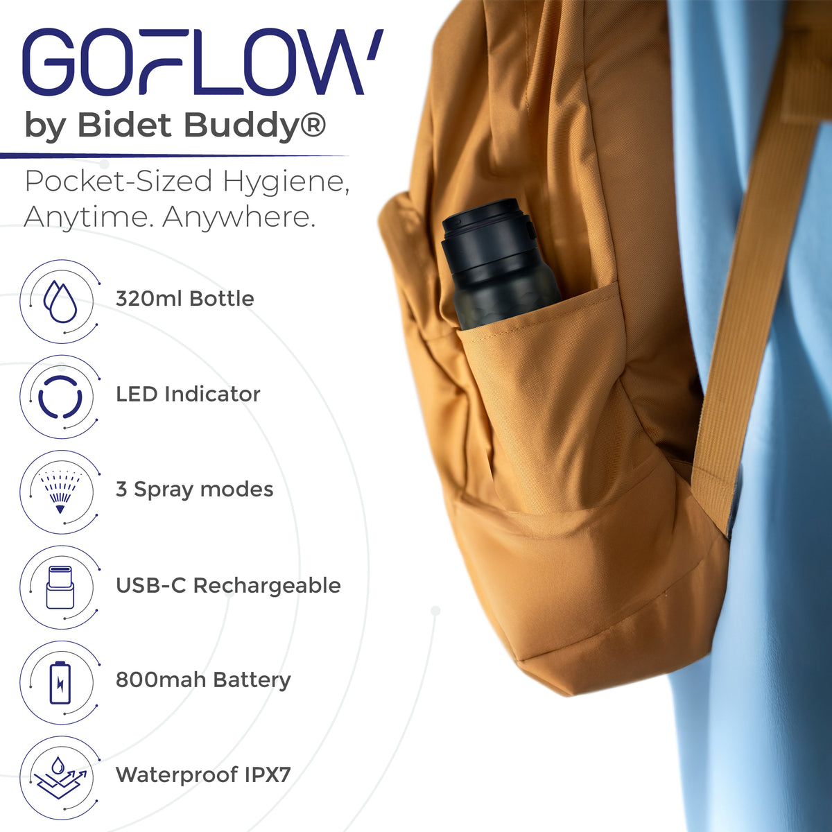 GoFlow 320ml rechargeable portable bidet