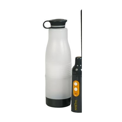 PureJet Portable Bidet in Obsidian Drift black with bottle