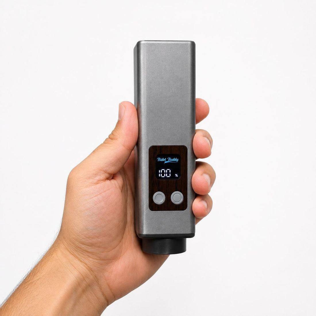 Evolv Portable Bidet held in hand for scale